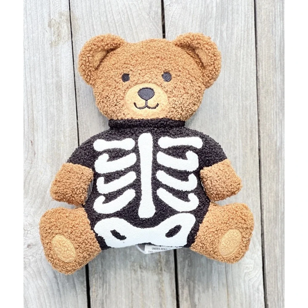 Halloween Teddy Bear Skeleton Plush Pillow Decoration Spooky Cute New